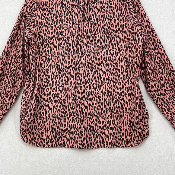 ZADIG AND VOLTAIRE Tink Squeleton Top Womens Small Pink Leopard Logo Long Sleeve - Picture 10 of 16